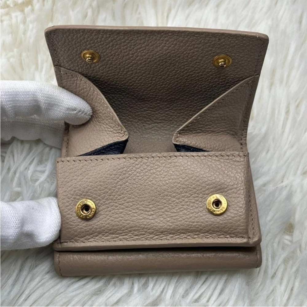 Saint Laurent Taupe Leather Wallet with Gold Logo - Picture 8 of 12